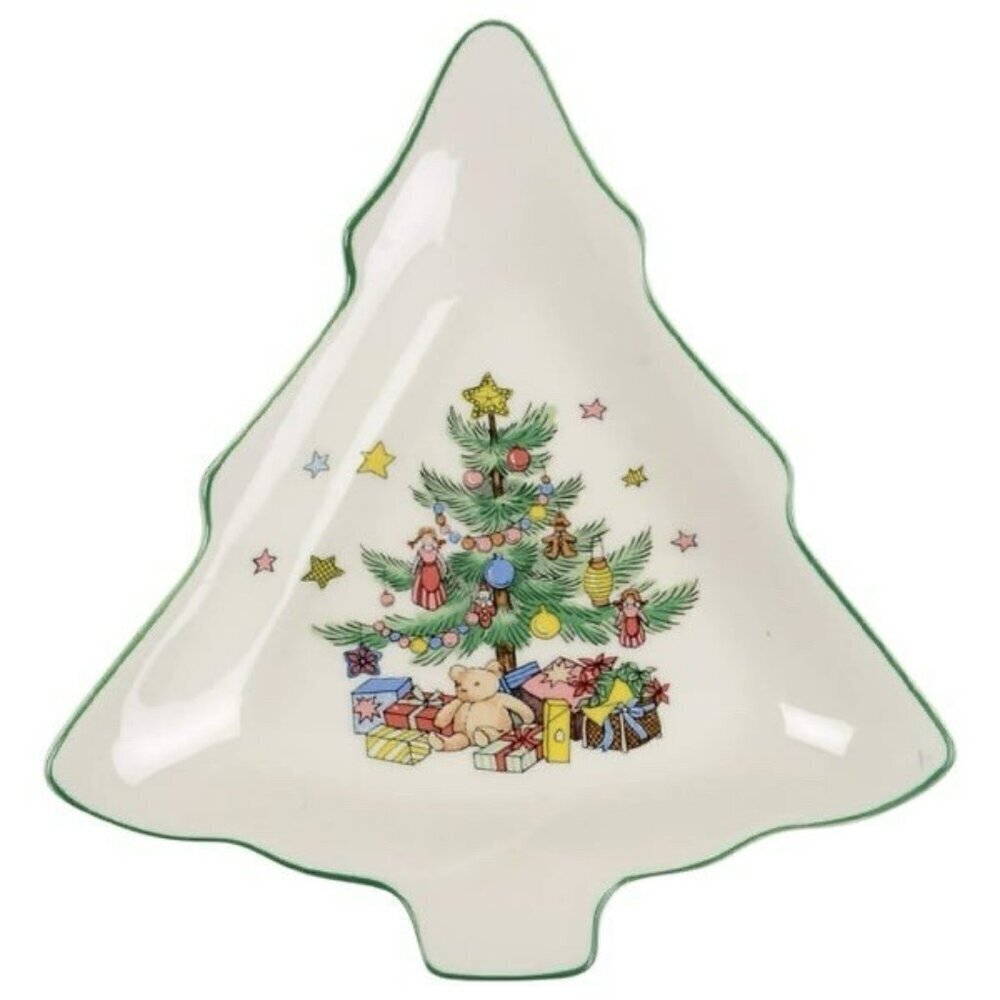 Nikko | Vintage Happy Holidays Small Christmas Tree Shaped Ceramic Dish